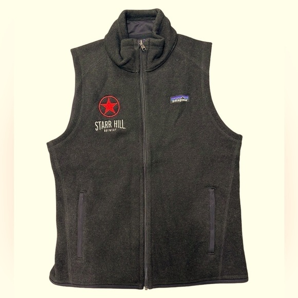 Patagonia Black Better Sweater Vest Fleece Lining Star Hill Brewery Logo - Picture 1 of 10